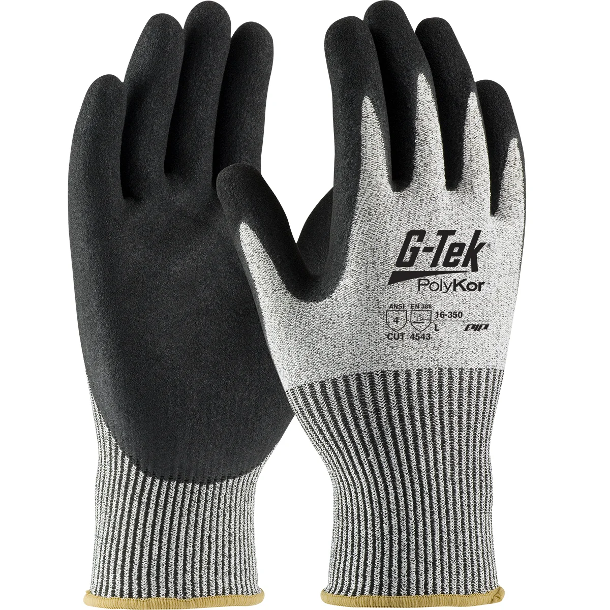 G-Tek® PolyKor® Seamless Knit PolyKor® Blended with Double-Dipped Nitrile Coated MicroSurface Grip on Palm & Fingers