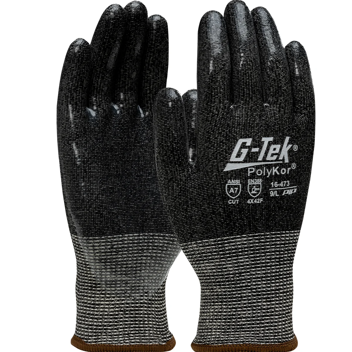 G-Tek® PolyKor® Seamless Knit PolyKor® Blended Glove with Silicone Coated Flat Grip on Palm & Fingers