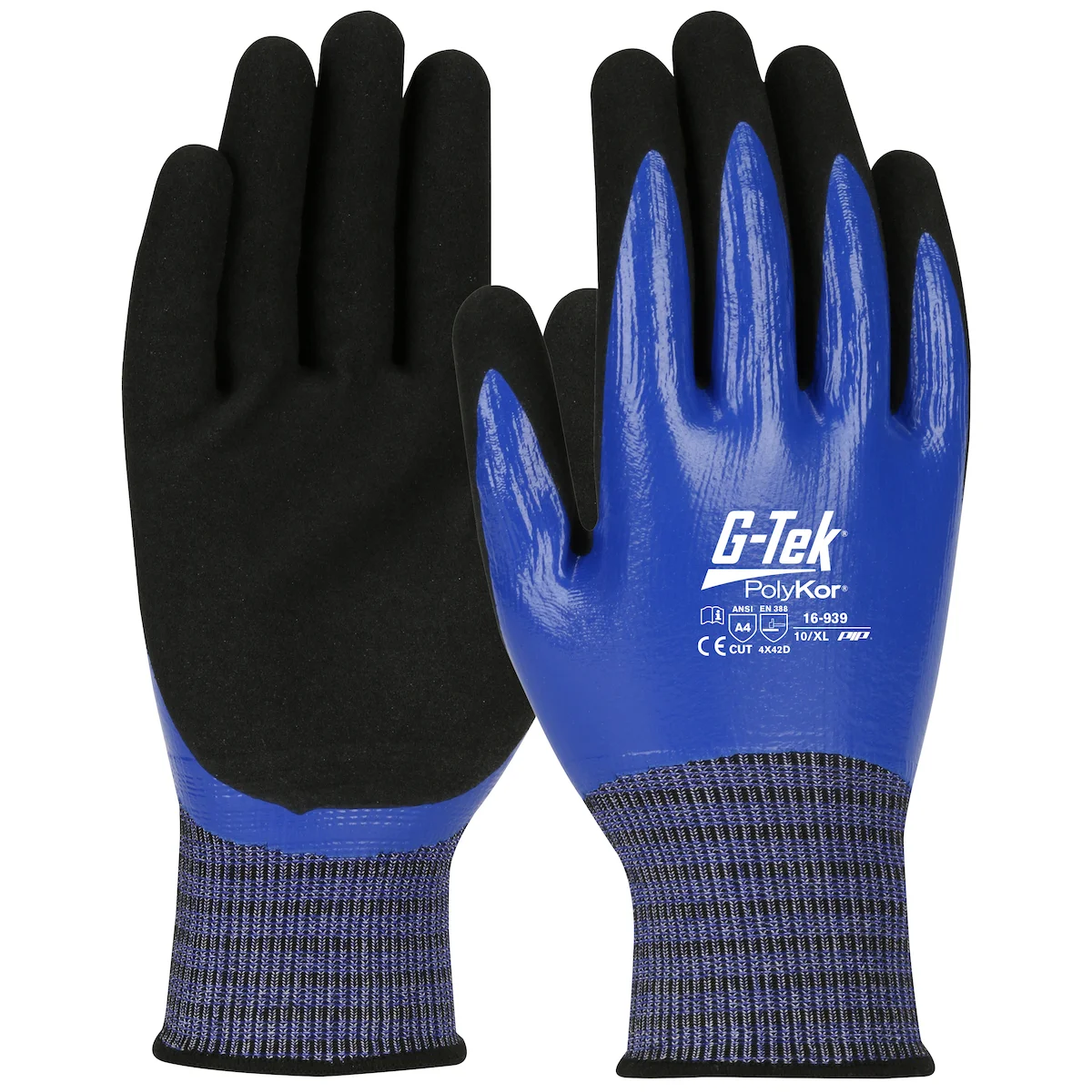 G-Tek® PolyKor® X7™ Seamless Knit PolyKor™ X7™ Blended Glove with Double-Dipped Nitrile Coated MicroSurface Grip on Full Hand - Touchscreen Compatible