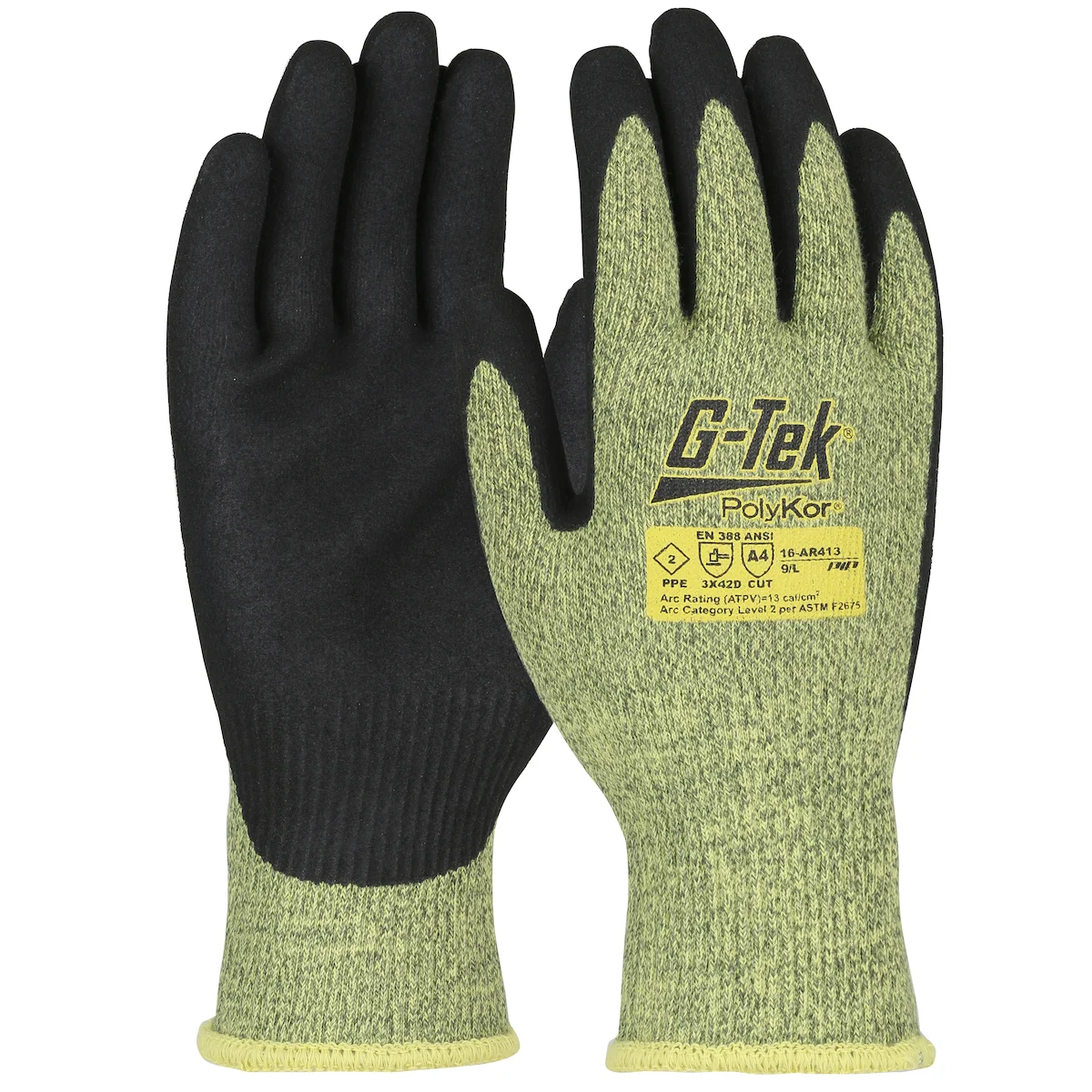 G-Tek® PolyKor® AR Seamless Knit PolyKor®/Aramid Blend Glove with Neoprene Foam Coated Grip on Palm & Fingers