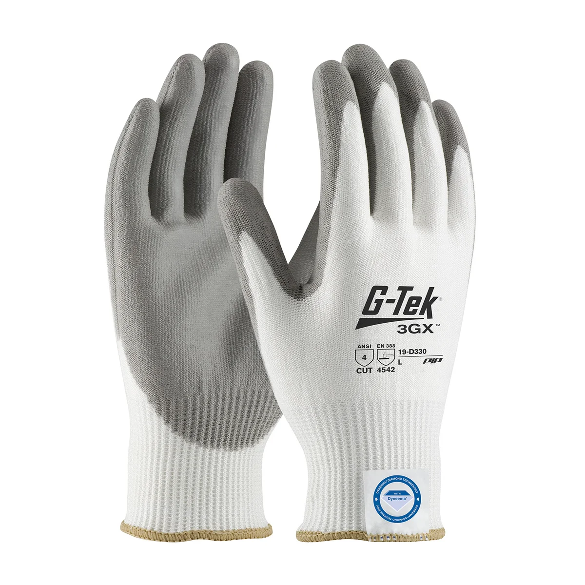 G-Tek® 3GX® Seamless Knit Dyneema® Diamond Blended Glove with Polyurethane Coated Flat Grip on Palm & Fingers