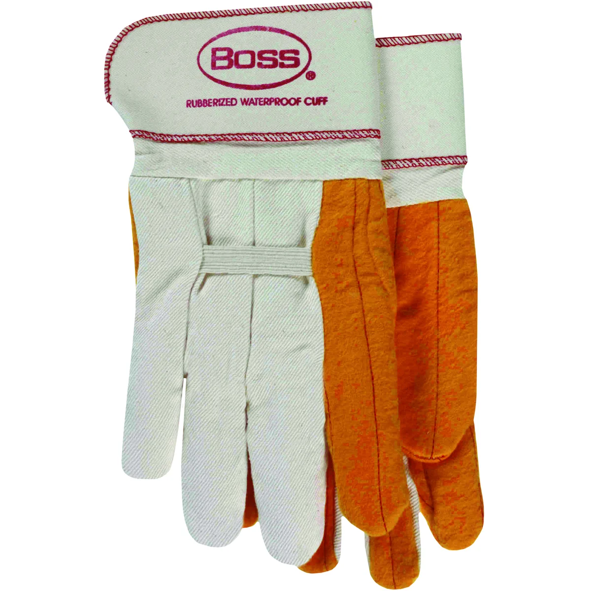 Boss® Regular Grade Chore Glove with Double Layer Palm, Cotton Back and Nap-Out Finish - Rubberized Safety Cuff