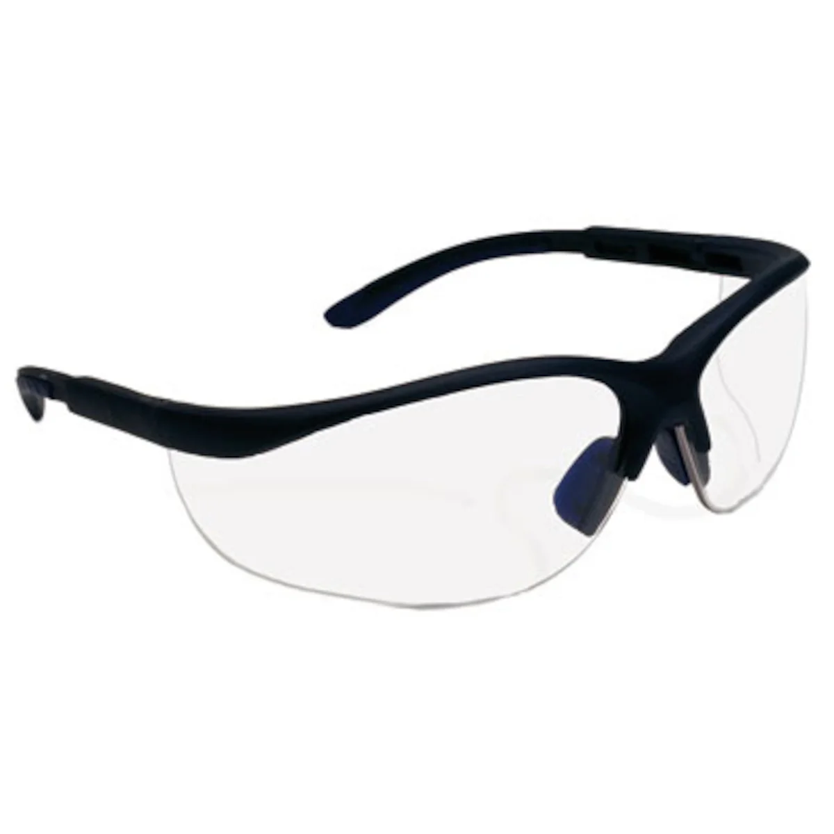 Semi-Rimless Safety Glasses with Black Frame, I/O Lens and Anti-Scratch Coating