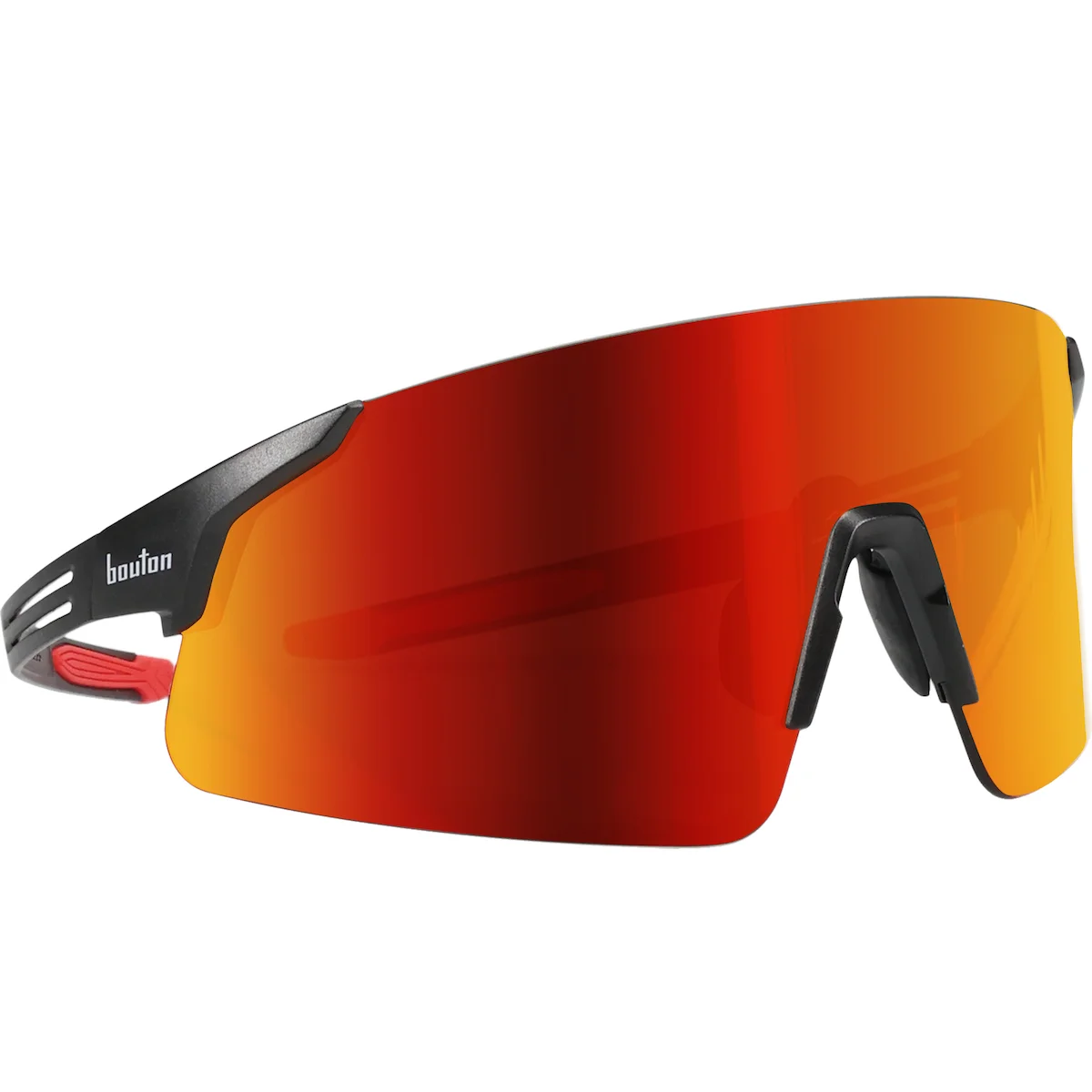 Enhanced Coverage Frameless Safety Glasses, with Black Temples, Fire Mirror Plus PRO Polarized High Contrast Lens, and Anti-Scratch Coating