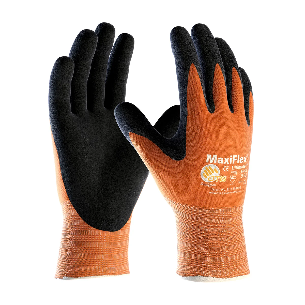 MaxiFlex® Ultimate™ Hi-Vis Seamless Knit Nylon Glove with Nitrile Coated MicroFoam Grip on Palm & Fingers - Touchscreen Compatible