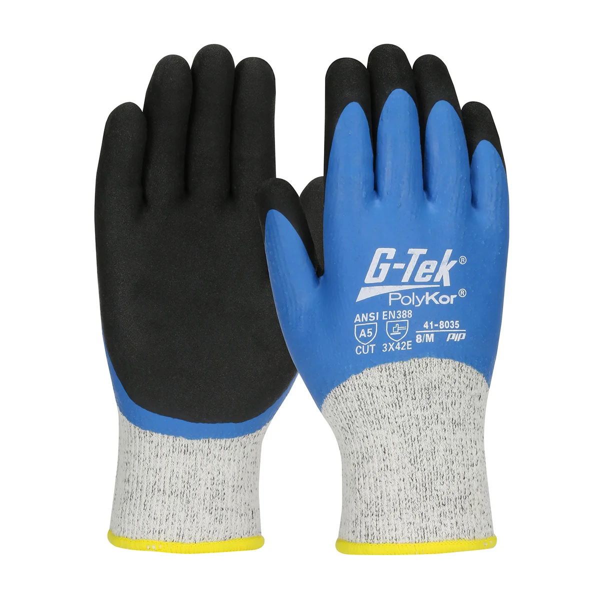 G-Tek® PolyKor® Seamless Knit Single-Layer PolyKor®/ Acrylic Blend Glove with Double-Dip Latex MicroSurface Grip on Full Hand